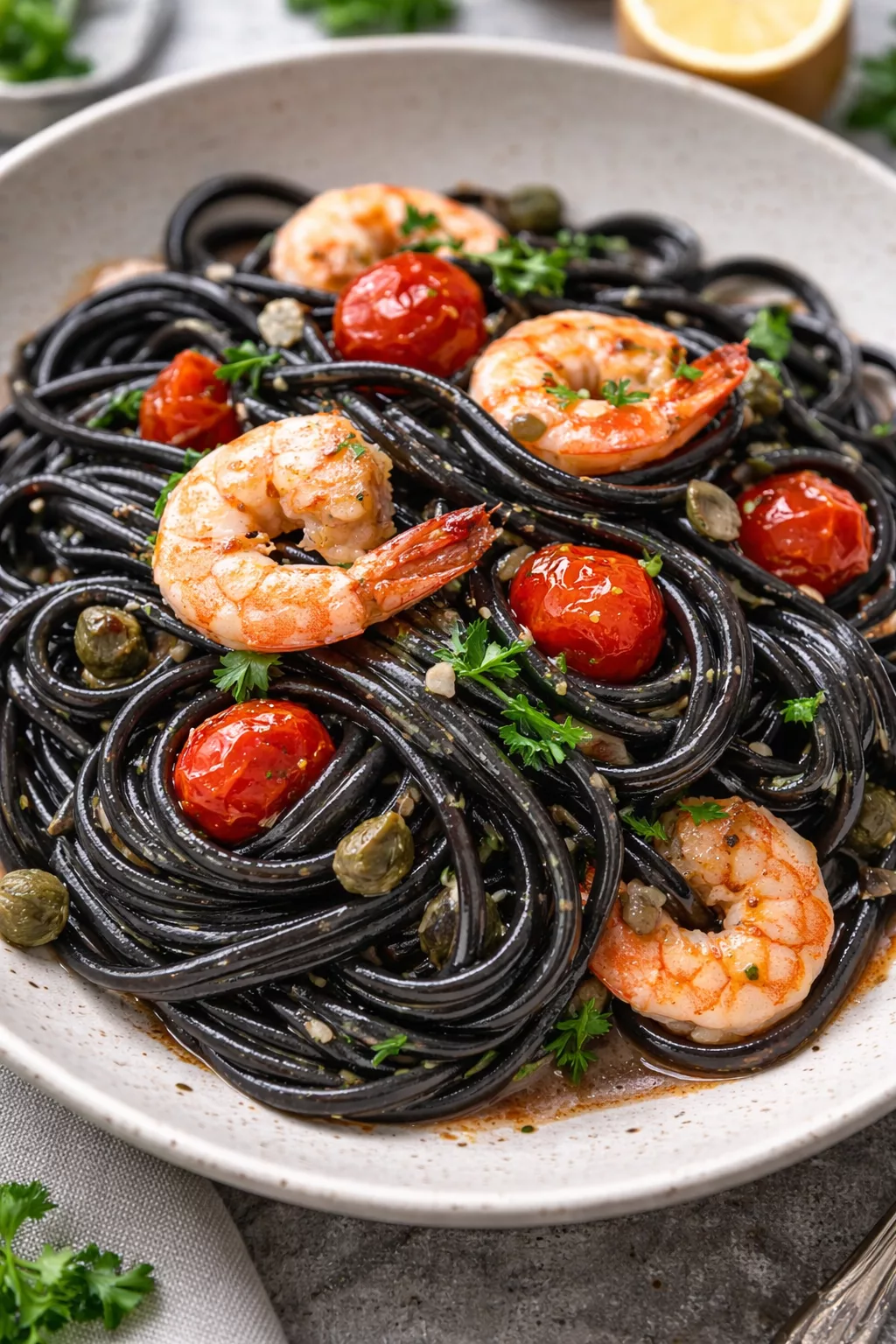 Linguine Nero di Seppia mit Blue2Me Garnelen